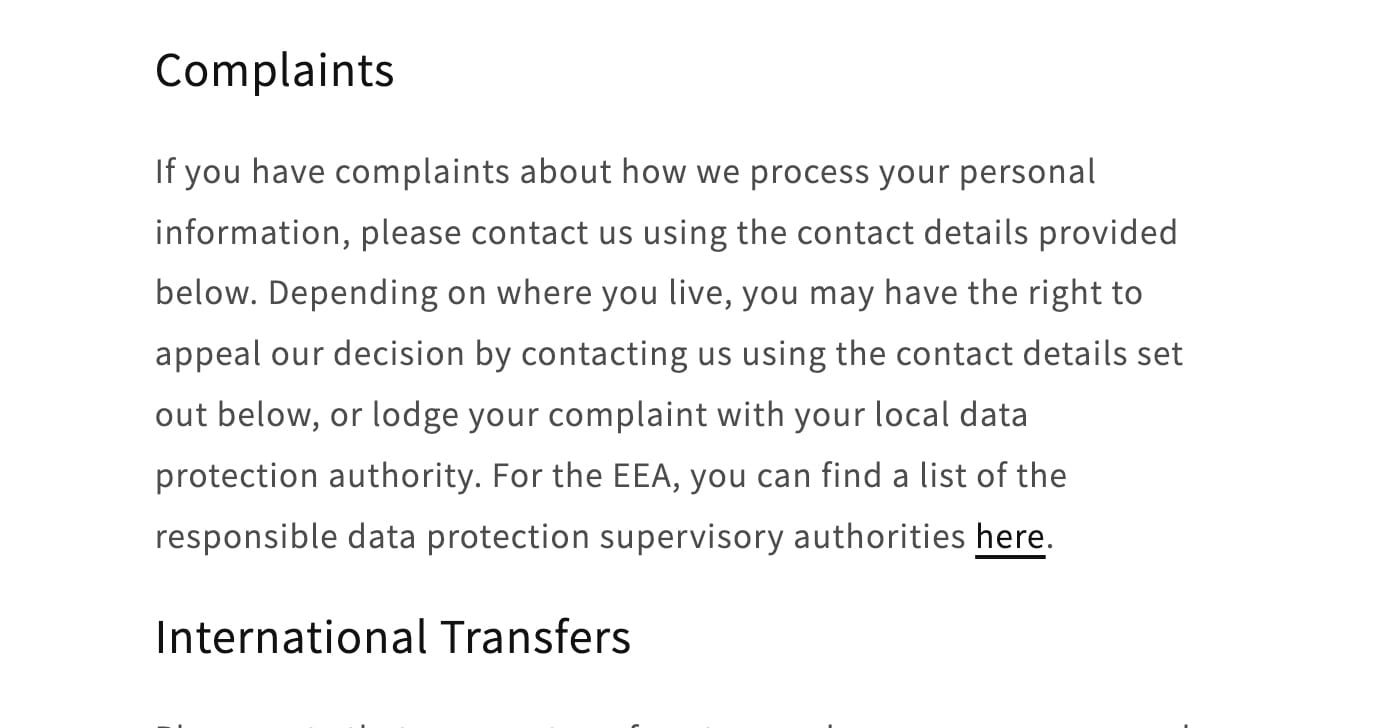 BP Life Privacy Policy — references EEA complaints and European data protection authorities