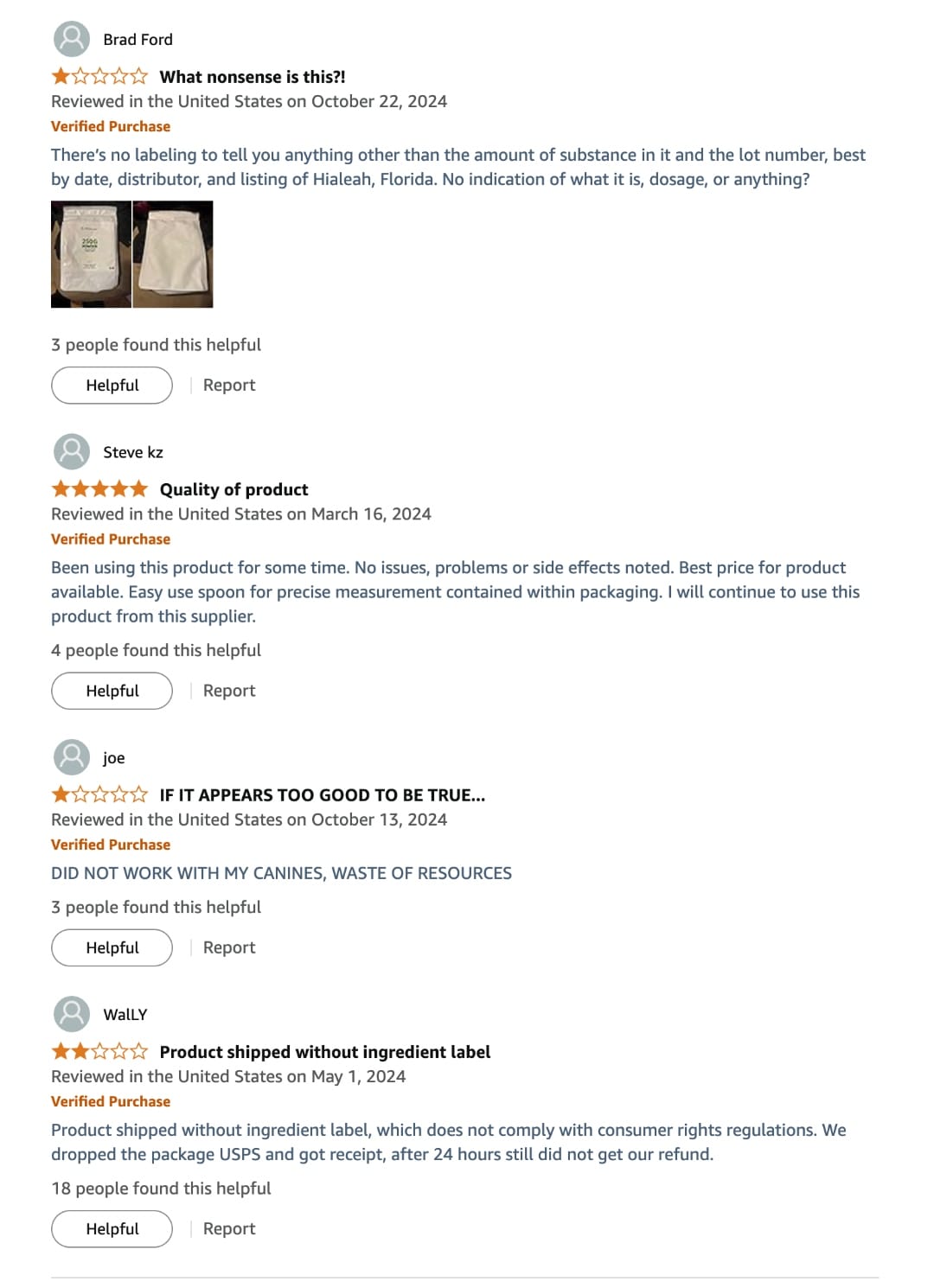 Nutrizole Labs Amazon reviews — no labeling, no ingredient list, refund issues